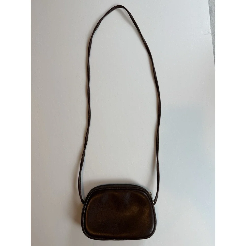 Liz Claiborne Vintage 90s Womens Brown Leather Mini Crossbody Bag Shoulder Purse
